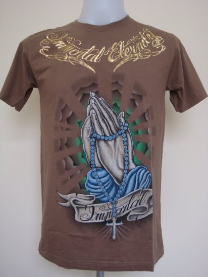 Shiroi Neko Design by Eternity Emperor Immortal Tattoo Art T-Shirt Brown Size M