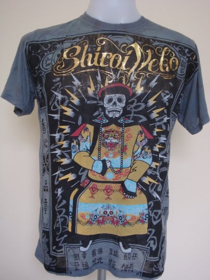 Shiroi Neko Vintage Skull Tattoo Art T-Shirt Dark Grey Size M