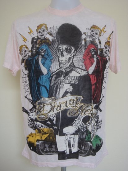 Shiroi Neko General Skull Tank Tattoo T-Shirt Pink Size L
