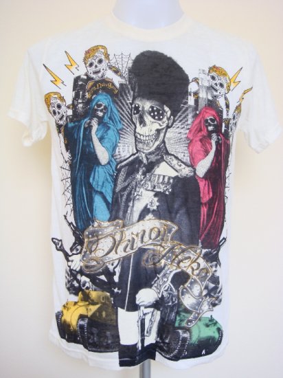 Shiroi Neko General Skull Tank Tattoo T-Shirt Light Yellow Size M