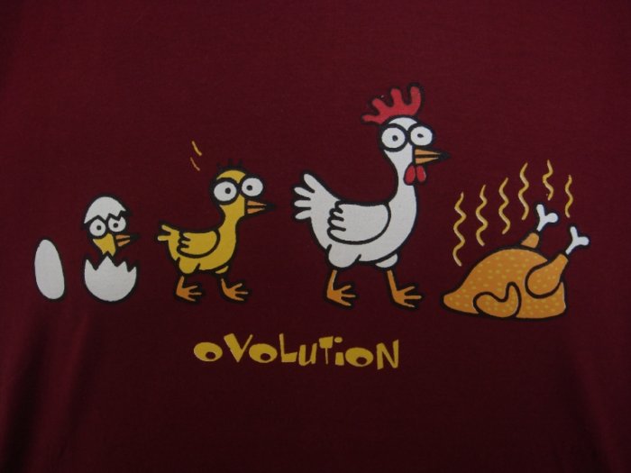 Mens Womens Chicken Evolution Funny T-Shirt Dark Red M