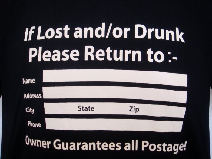 Mens Womens "If Lost Drunk" Funny Art T-Shirt Black M