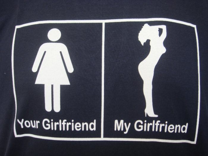 Mens Womens My Gf Your Gf Funny Art T-Shirt Dark Blue M