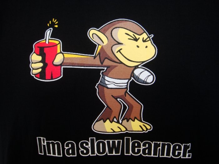 Mens Womens Slow Learner Funny Art T-Shirt Black M