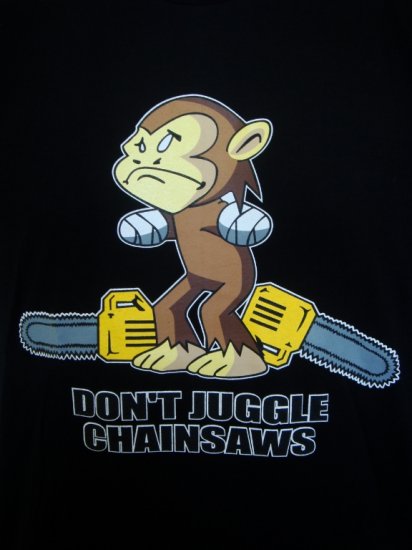 Mens Womens Chainsaw Monkey Funny T-Shirt Black L