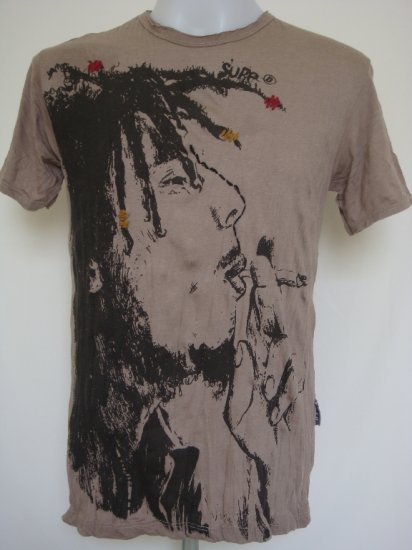 Mens Womens Bob Marley Rasta Reggae Ska Soft Top Cotton T-Shirt Brown