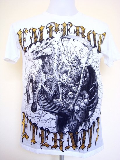 Emperor Eternity Devil Knight Reaper Horse Skull T-Shirt White Size M