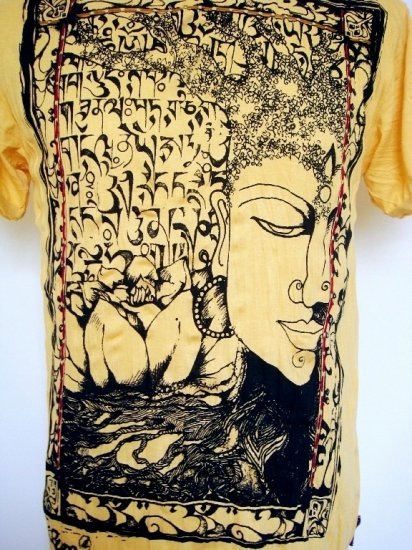 Mens Womens Funky Buddha Thai Ethnic Soft Top Cotton T-Shirt Yellow