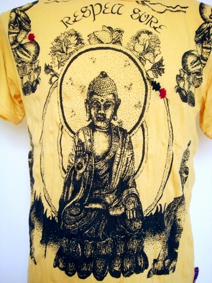 Mens Womens Buddha Yoga Asia Soft Top Cotton T-Shirt Yellow