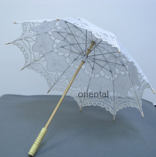 Battenburg White Lace Parasol Umbrella Wedding Bridal Shower