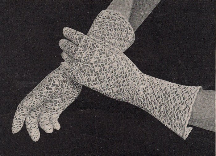 Lacy Shell Stitch Gloves Vintage Crochet Pattern