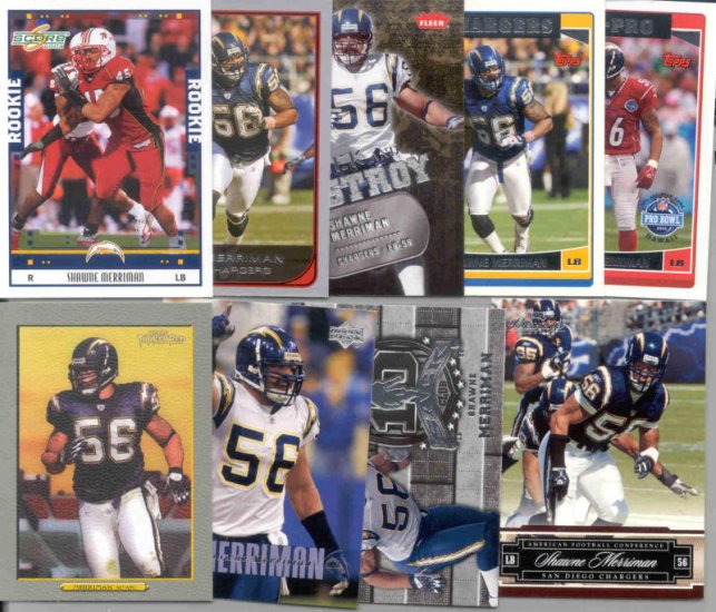 9 Different Shawne Marriman cards 05(RC)'s-07's SD Chargers