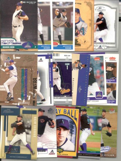 16 different Brandon Webb cards 03(RC)'s-05's Arizona Diamondbacks
