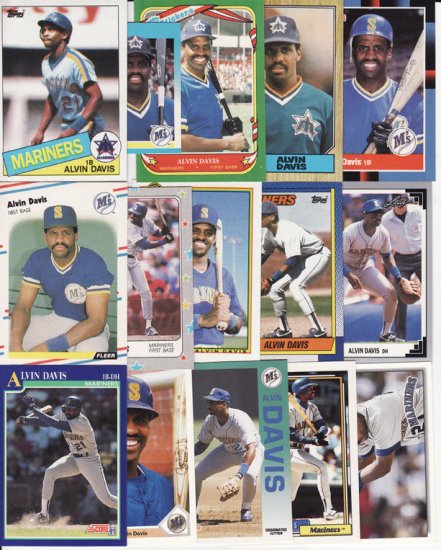 15 Different Alvin Davis cards 85(RC)'s-92's Seattle Mariners