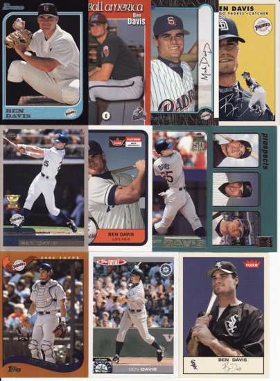 11 Different Ben Davis cards 97's-05's SD Padres, Mariners, White Sox