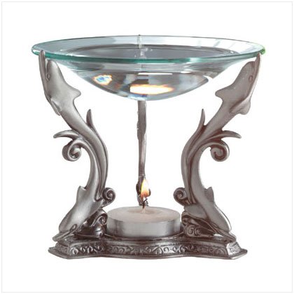 PEWTER DOLPHINS OIL BURNER