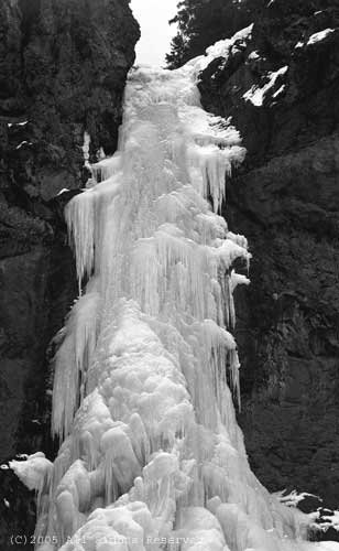 Ice Falls Black and White Giclee Art Print 12x16