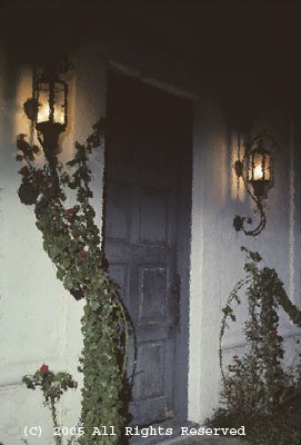 Rose N Lantern Doorway Giclee Art Print 12x16