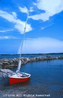 Red Sailboat Giclee Art Print 12x16
