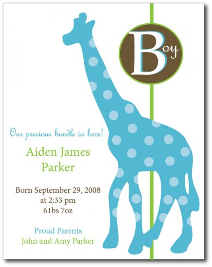 Polka Giraffe Invitation/Announcement