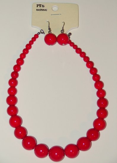 Bead Necklace (Red)