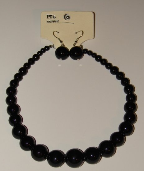 Bead Earrings & Necklace Set - Single Loop (White)