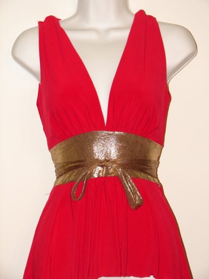 Women's Red and Gold Top