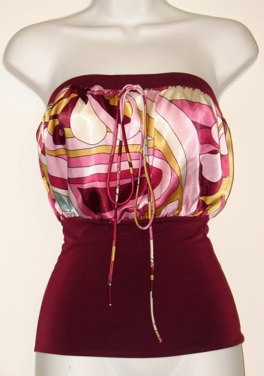 Burgundy Satin-Like Halter Top