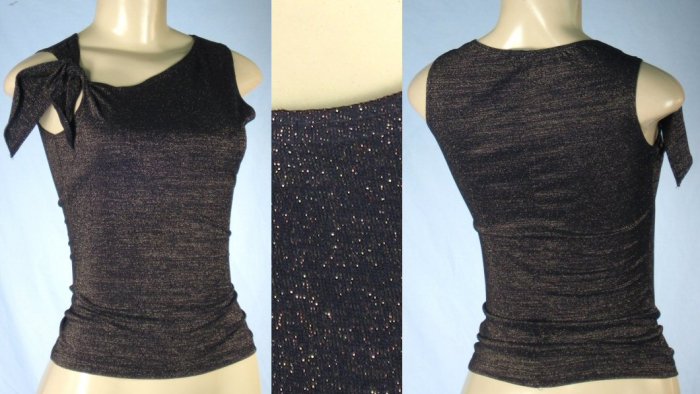 Glitter Top with Tie Shoulder Accent