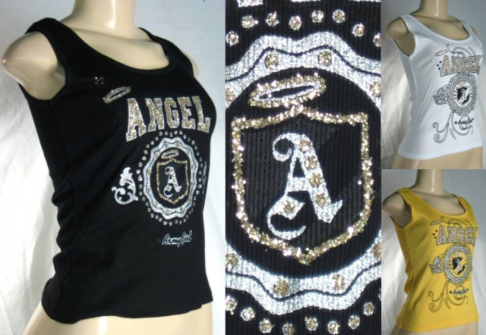 "Fit 4 Life" - Junior "Army Girl" Angel Tank Tops with Glitter Seal