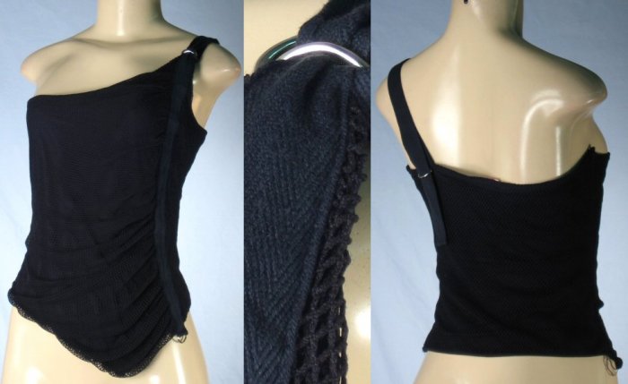 Sele - Junior One Shoulder Stretch Tops with D-Ring Buckle Accents
