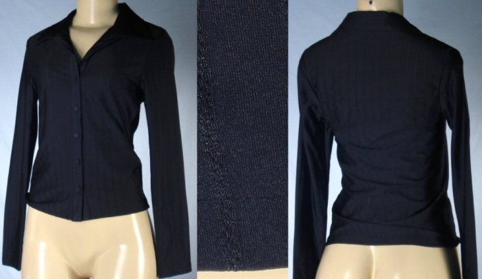 Sele - Junior Black Front Button Tops