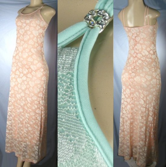 Missy Lace Evening Dresses with Rhinestone Clips and Spaghetti Straps - from $8 each Dress