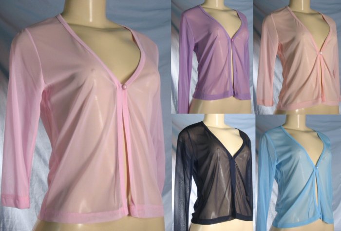 Sharon - Junior/Missy Sheer Front Button Short Stretch Coverup