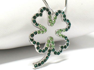 Crystal four leaves clover necklace(R1261GN-12639)