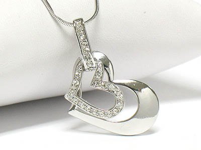 Dual heart necklace(R1241CL-12641)