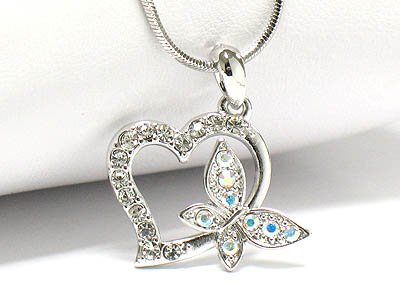Butterfly heart necklace (R1239CL-12643)
