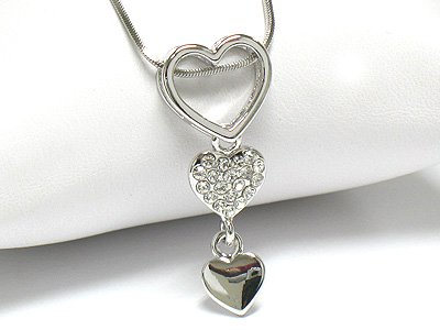 Triple heart drop necklace (R1251SL-22107)