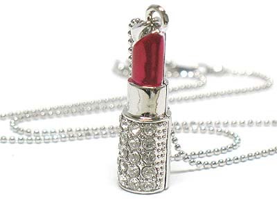 Crystal lipstick necklace(E1240RD-12156)