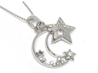 Moon and star necklace(R1234SL-11545)