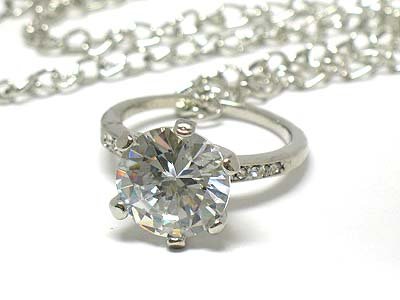 Crystal big ring pendant necklace(U1261SL-42896)