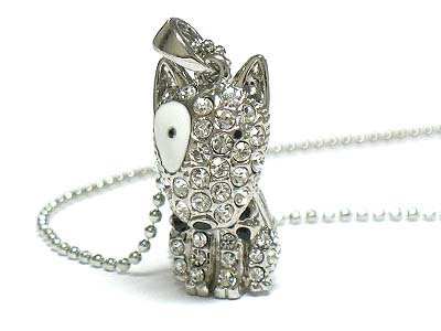 Cute puppy pendant necklace (N1249SL-91583)