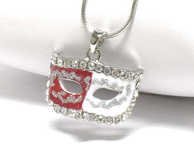 Stud dual color mask necklace(E125RD-1218127)