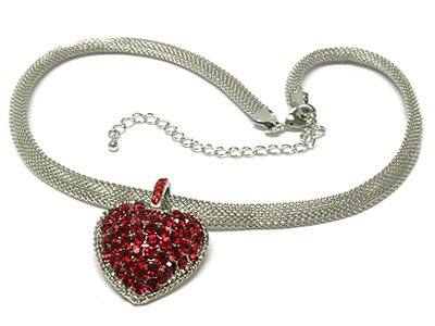 Heart mesh chain necklace(O1265RD-41752)