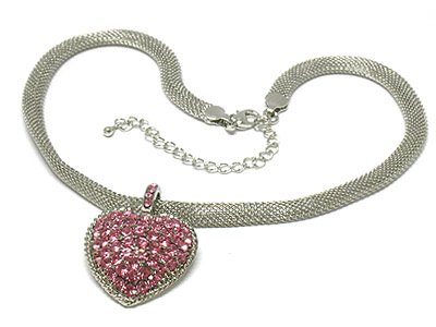 Heart mesh chain necklace(O1265PK-41750)
