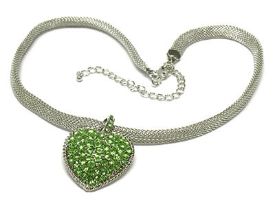 Heart mesh chain necklace(O1265GN-41751)