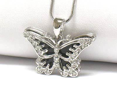 Onyx butterfly pendant necklace(E1267BK-121963)