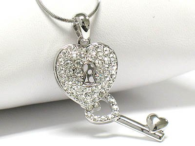 Crystal heart & Key necklace( R1249CL-12638)