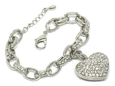 Crystal heart link bracelet(U1173CL-102539)
