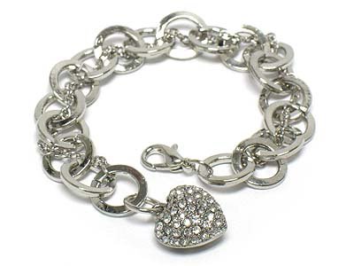 Puffy heart charm dangle bracelet(A1137SL-12903)
